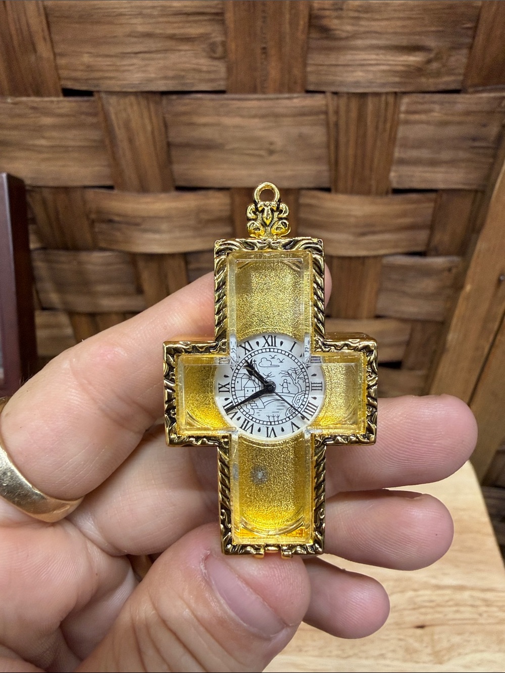Vintage Gold Cross Pendant Watch - Unbranded